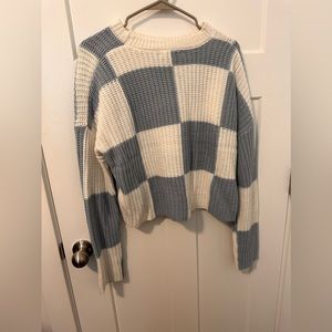 Blue and White Checkered Sweater